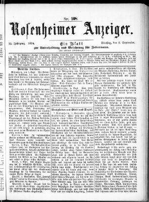 Rosenheimer Anzeiger Dienstag 8. September 1874