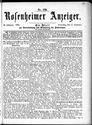 Rosenheimer Anzeiger Donnerstag 17. September 1874