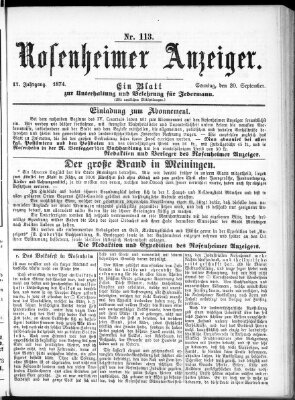 Rosenheimer Anzeiger Sonntag 20. September 1874