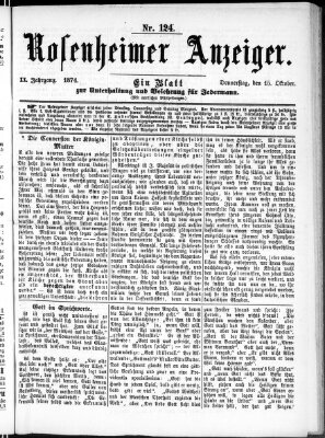 Rosenheimer Anzeiger Donnerstag 15. Oktober 1874