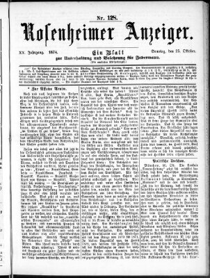 Rosenheimer Anzeiger Sonntag 25. Oktober 1874