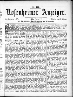 Rosenheimer Anzeiger Dienstag 27. Oktober 1874