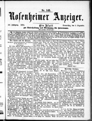 Rosenheimer Anzeiger Donnerstag 3. Dezember 1874