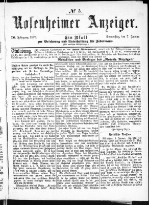 Rosenheimer Anzeiger Donnerstag 7. Januar 1875