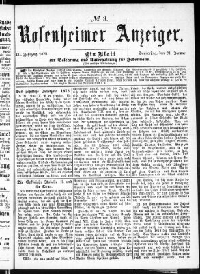 Rosenheimer Anzeiger Donnerstag 21. Januar 1875