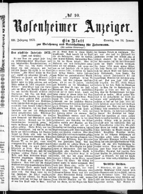 Rosenheimer Anzeiger Sonntag 24. Januar 1875