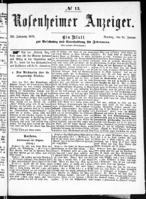 Rosenheimer Anzeiger Sonntag 31. Januar 1875