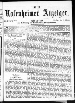 Rosenheimer Anzeiger Dienstag 9. Februar 1875