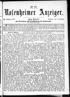 Rosenheimer Anzeiger Sonntag 14. Februar 1875