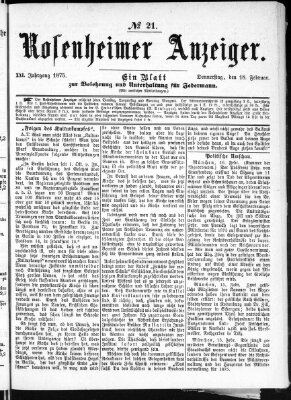 Rosenheimer Anzeiger Donnerstag 18. Februar 1875