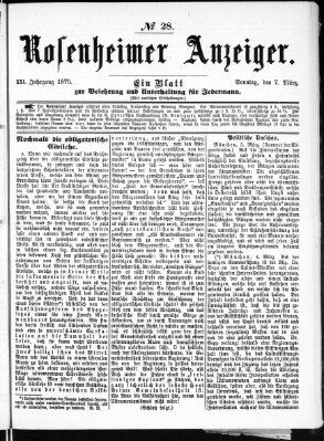 Rosenheimer Anzeiger Sonntag 7. März 1875