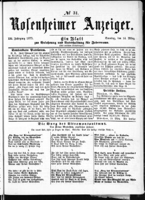 Rosenheimer Anzeiger Sonntag 14. März 1875