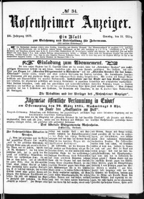 Rosenheimer Anzeiger Sonntag 21. März 1875