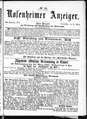 Rosenheimer Anzeiger Donnerstag 25. März 1875