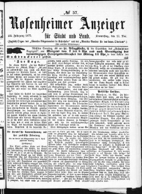 Rosenheimer Anzeiger Donnerstag 13. Mai 1875