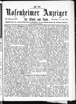 Rosenheimer Anzeiger Donnerstag 20. Mai 1875