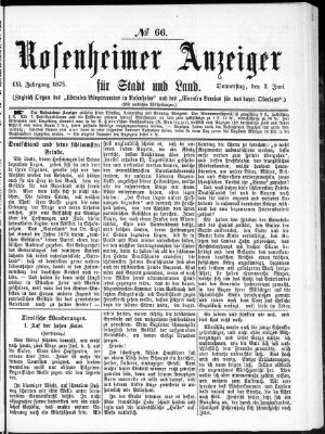 Rosenheimer Anzeiger Donnerstag 3. Juni 1875