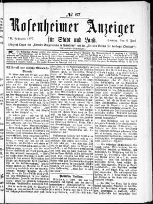 Rosenheimer Anzeiger Sonntag 6. Juni 1875