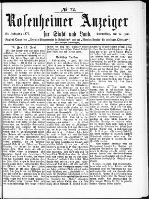 Rosenheimer Anzeiger Donnerstag 17. Juni 1875