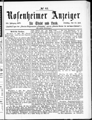 Rosenheimer Anzeiger Dienstag 13. Juli 1875