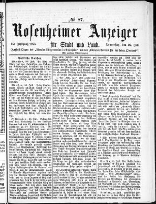 Rosenheimer Anzeiger Donnerstag 22. Juli 1875