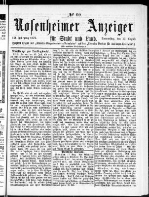 Rosenheimer Anzeiger Donnerstag 19. August 1875