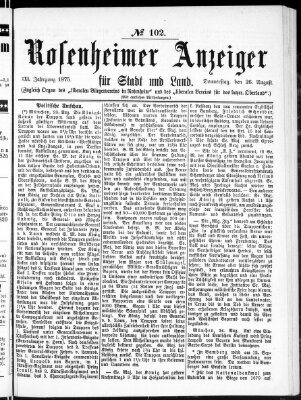 Rosenheimer Anzeiger Donnerstag 26. August 1875