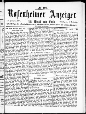 Rosenheimer Anzeiger Sonntag 5. September 1875