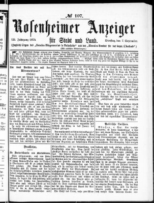 Rosenheimer Anzeiger Dienstag 7. September 1875