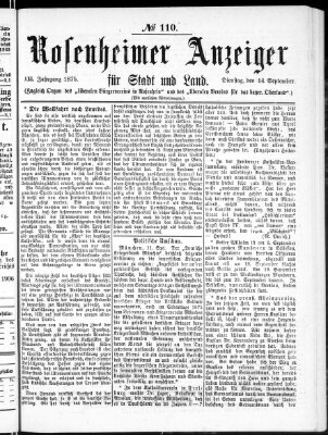 Rosenheimer Anzeiger Dienstag 14. September 1875