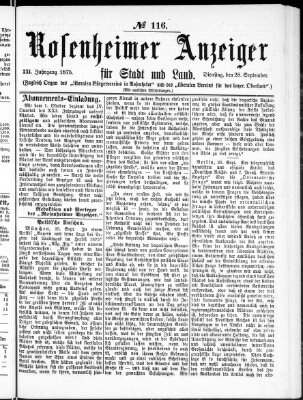 Rosenheimer Anzeiger Dienstag 28. September 1875