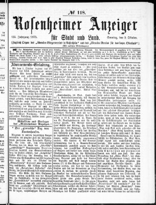 Rosenheimer Anzeiger Sonntag 3. Oktober 1875