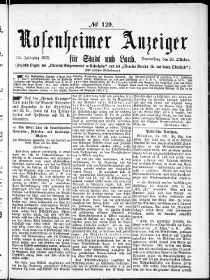 Rosenheimer Anzeiger Donnerstag 28. Oktober 1875