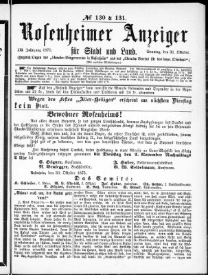 Rosenheimer Anzeiger Sonntag 31. Oktober 1875