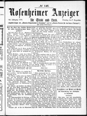 Rosenheimer Anzeiger Dienstag 7. Dezember 1875