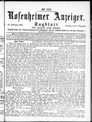 Rosenheimer Anzeiger Dienstag 21. Dezember 1875