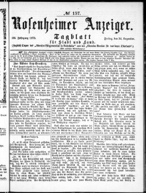 Rosenheimer Anzeiger Freitag 24. Dezember 1875