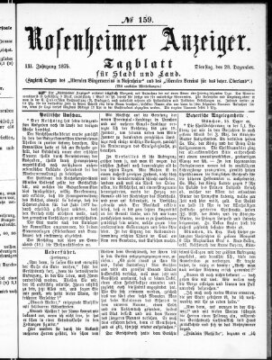 Rosenheimer Anzeiger Dienstag 28. Dezember 1875