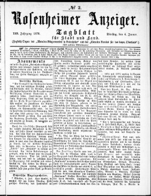 Rosenheimer Anzeiger Dienstag 4. Januar 1876