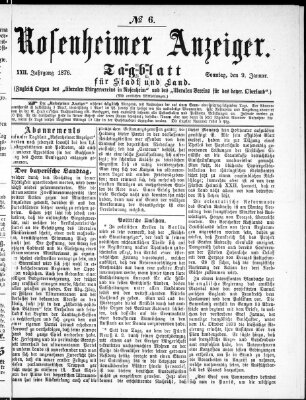 Rosenheimer Anzeiger Sonntag 9. Januar 1876