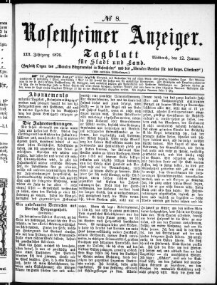 Rosenheimer Anzeiger Mittwoch 12. Januar 1876