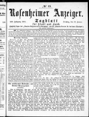 Rosenheimer Anzeiger Dienstag 18. Januar 1876