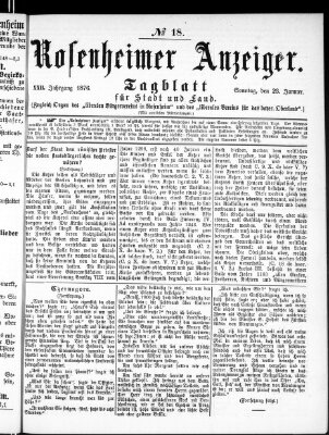 Rosenheimer Anzeiger Sonntag 23. Januar 1876