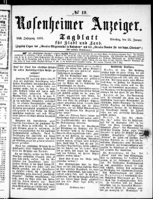 Rosenheimer Anzeiger Dienstag 25. Januar 1876