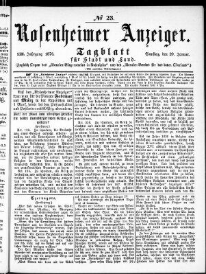 Rosenheimer Anzeiger Samstag 29. Januar 1876