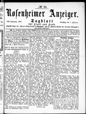 Rosenheimer Anzeiger Dienstag 1. Februar 1876