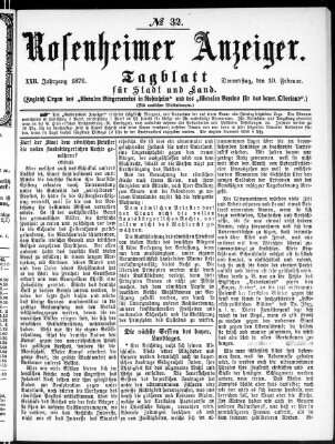 Rosenheimer Anzeiger Donnerstag 10. Februar 1876