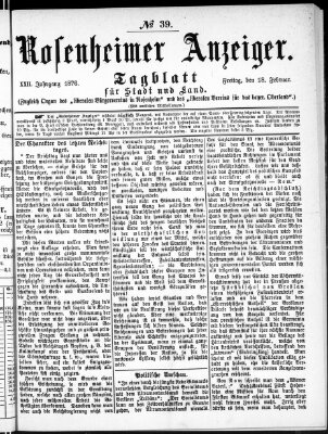 Rosenheimer Anzeiger Freitag 18. Februar 1876