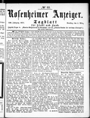 Rosenheimer Anzeiger Samstag 4. März 1876