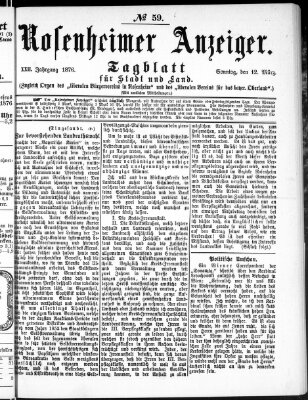 Rosenheimer Anzeiger Sonntag 12. März 1876